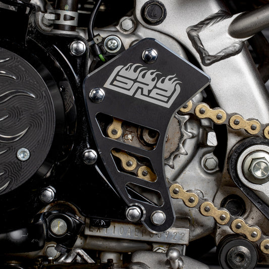 FLAMES SPROCKET GUARD - BLACK - KLX110L