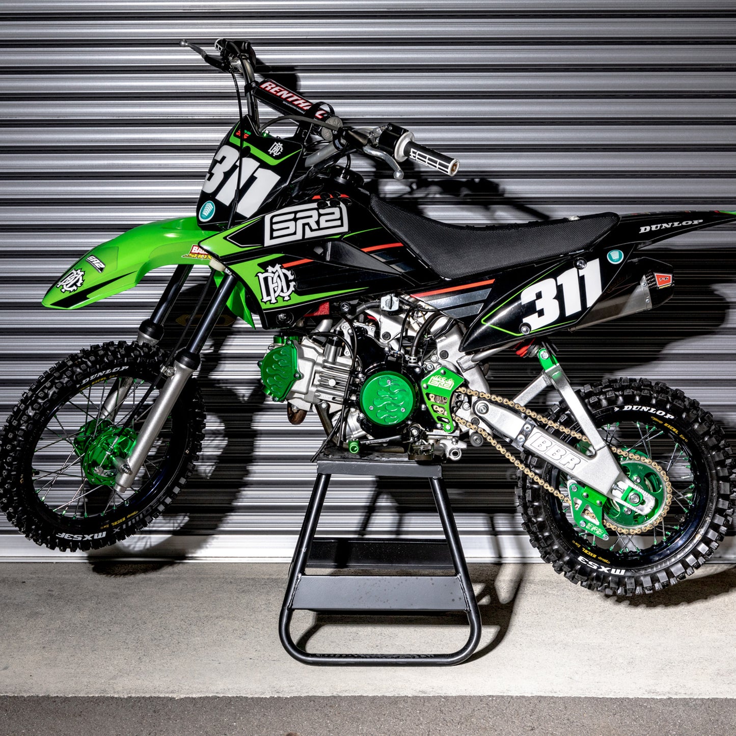 FLAMES SPROCKET GUARD - GREEN - KLX110L