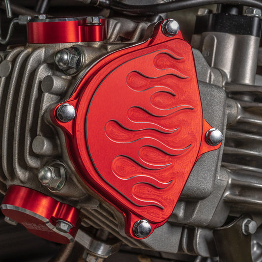 FLAMES CAM COVER - RED - KLX110L