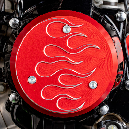FLAMES ENGINE SIDE COVER - RED - KLX110L