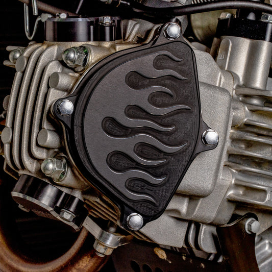 FLAMES CAM COVER - BLACK - KLX110L