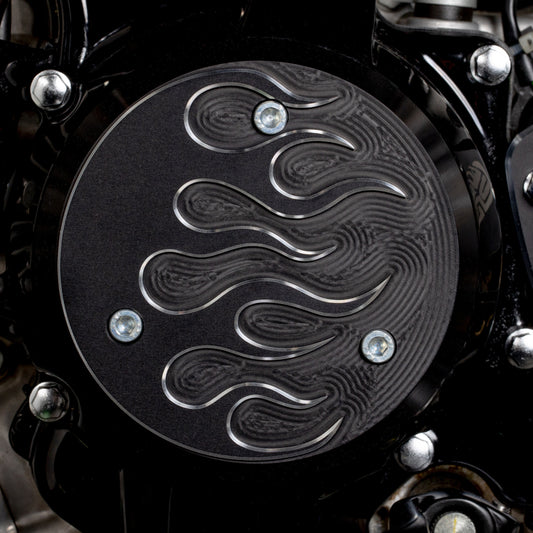FLAMES ENGINE SIDE COVER - BLACK - KLX110L