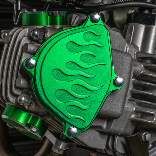 FLAMES CAM COVER - GREEN - KLX110L